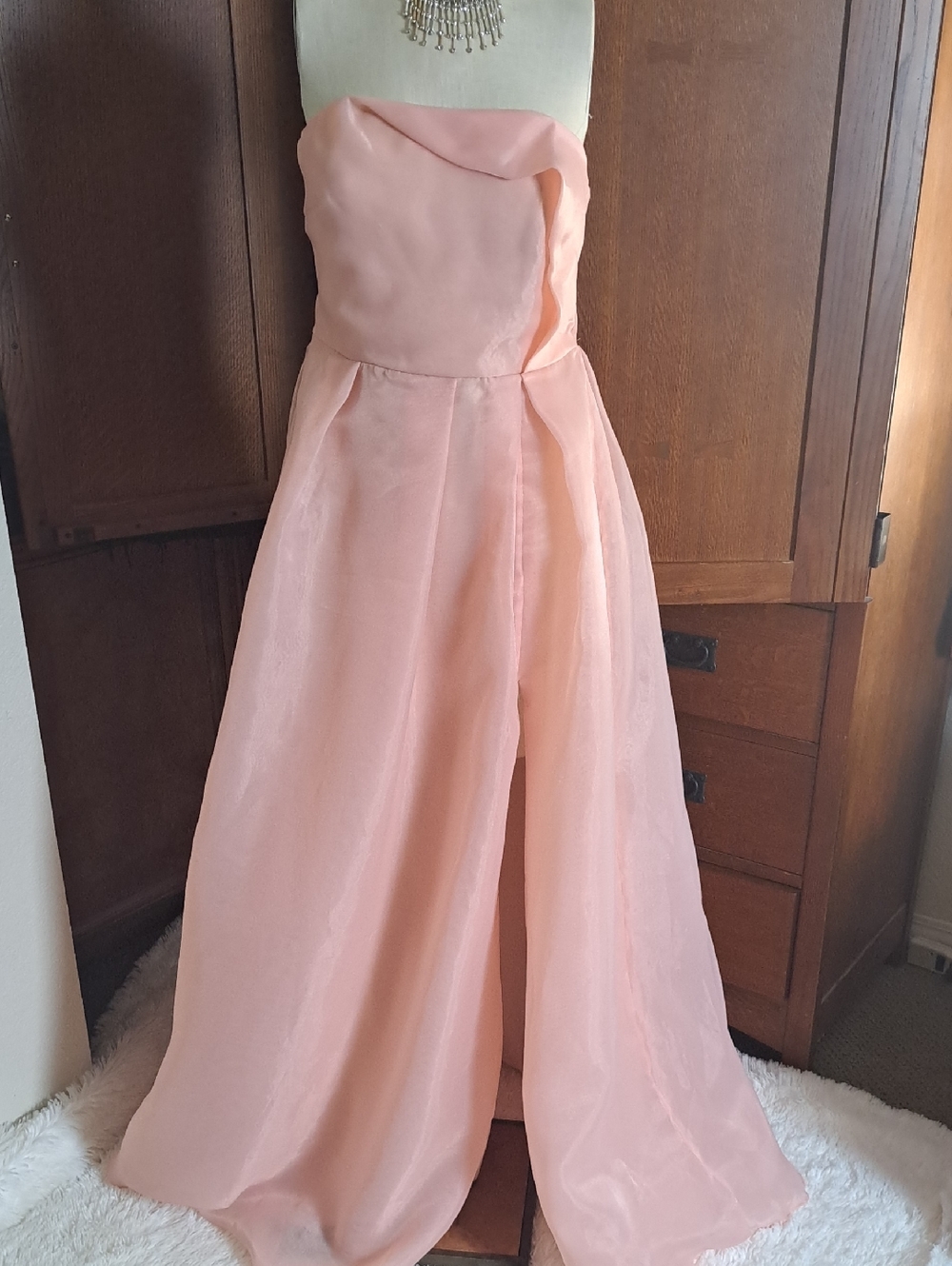 NWT Maniju Magic in Motion Folded Flap Detail Peach Strapless Formal Gown XL